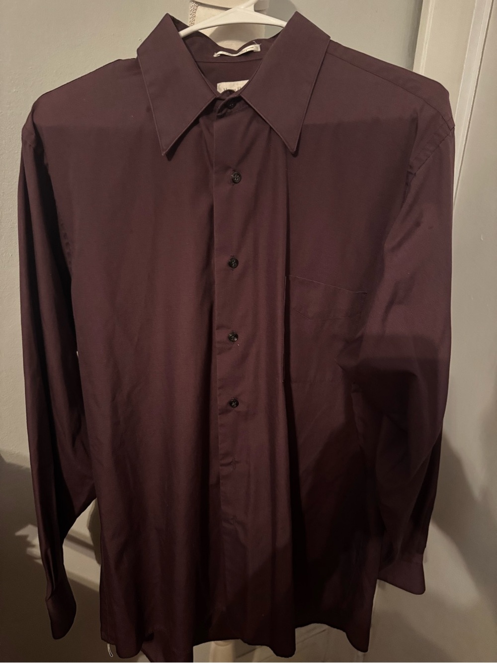 Van Heusen Men's Long-Sleeve Dress Shirt in Deep Plum